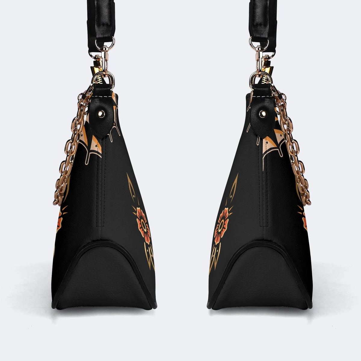 Tiger And Tiger Paw Print - Leather Crossbody Bag