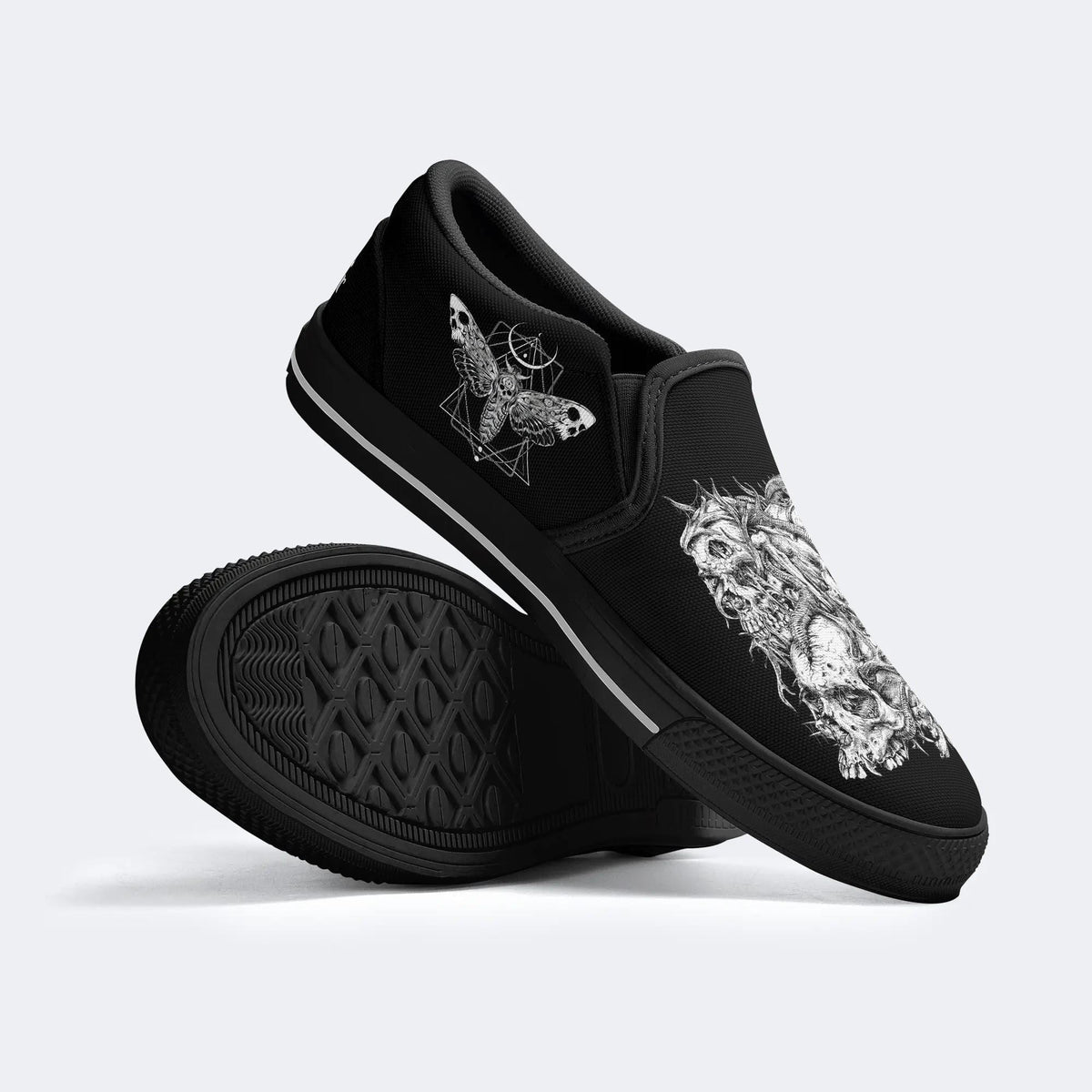 Death Skeleton Print - Slip On Shoes