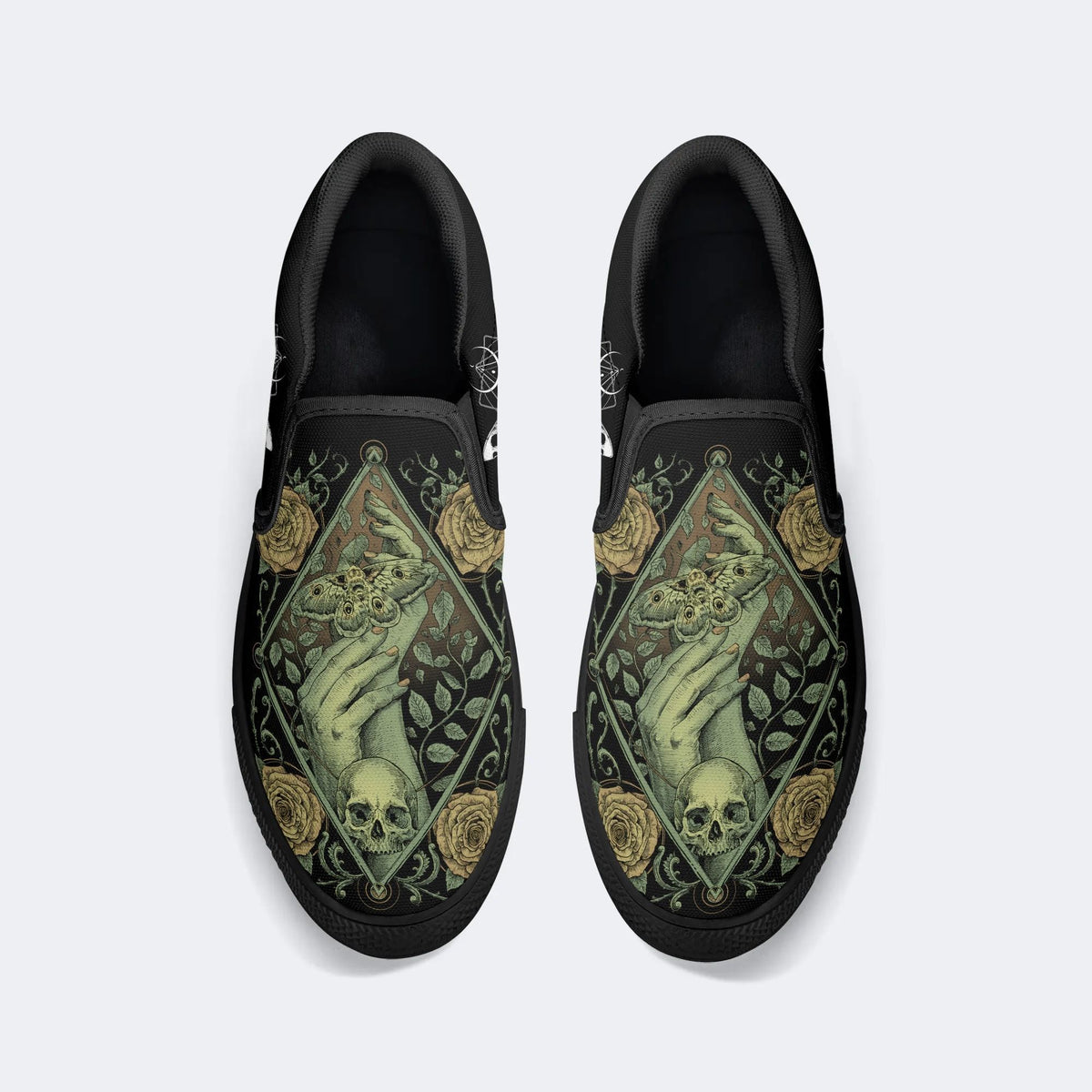 Death Moth&Skeleton - Slip On Shoes