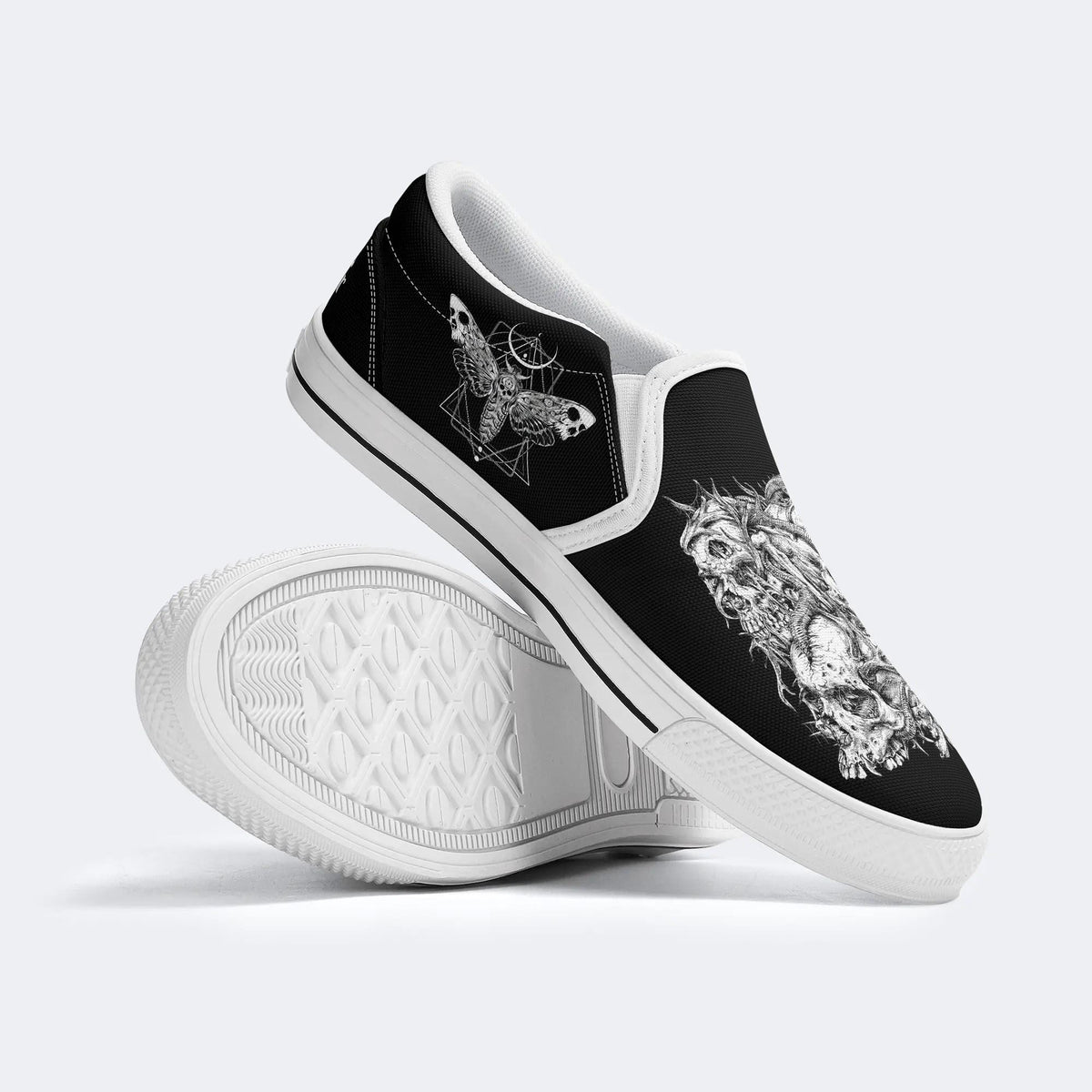 Death Skeleton Print - Slip On Shoes