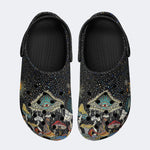 Retro Dark Mushroom Eyes Halloween Print - Slippers/Sandals