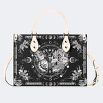 Tarot Skull Butterfly Print - Leather Handbag
