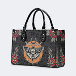 Death Moth Vintage Print - Leather Handbag