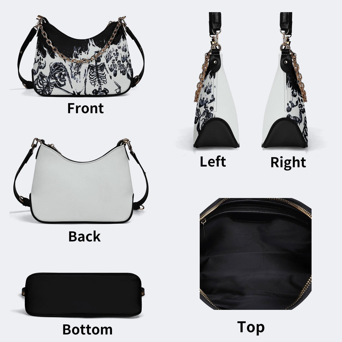 Horror Skull Print - Leather Crossbody Bag