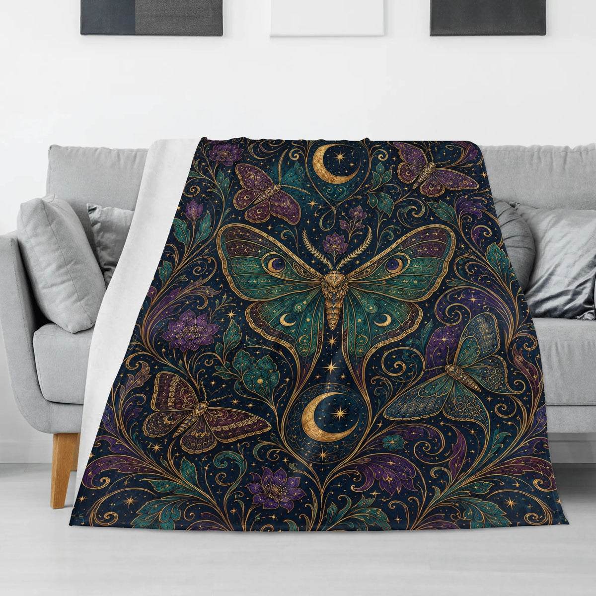 Night Sky Moth Print Blanket