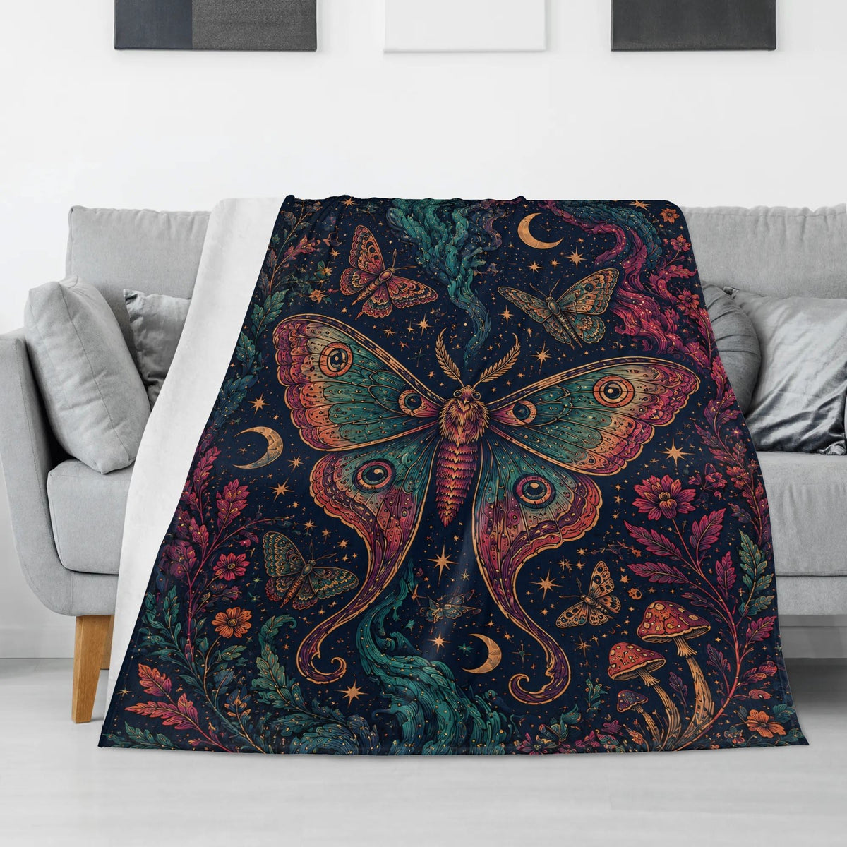 Cosmic Moth Print Blanket