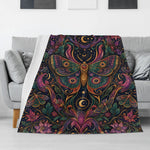 Mystical Boho Moth Print Blanket