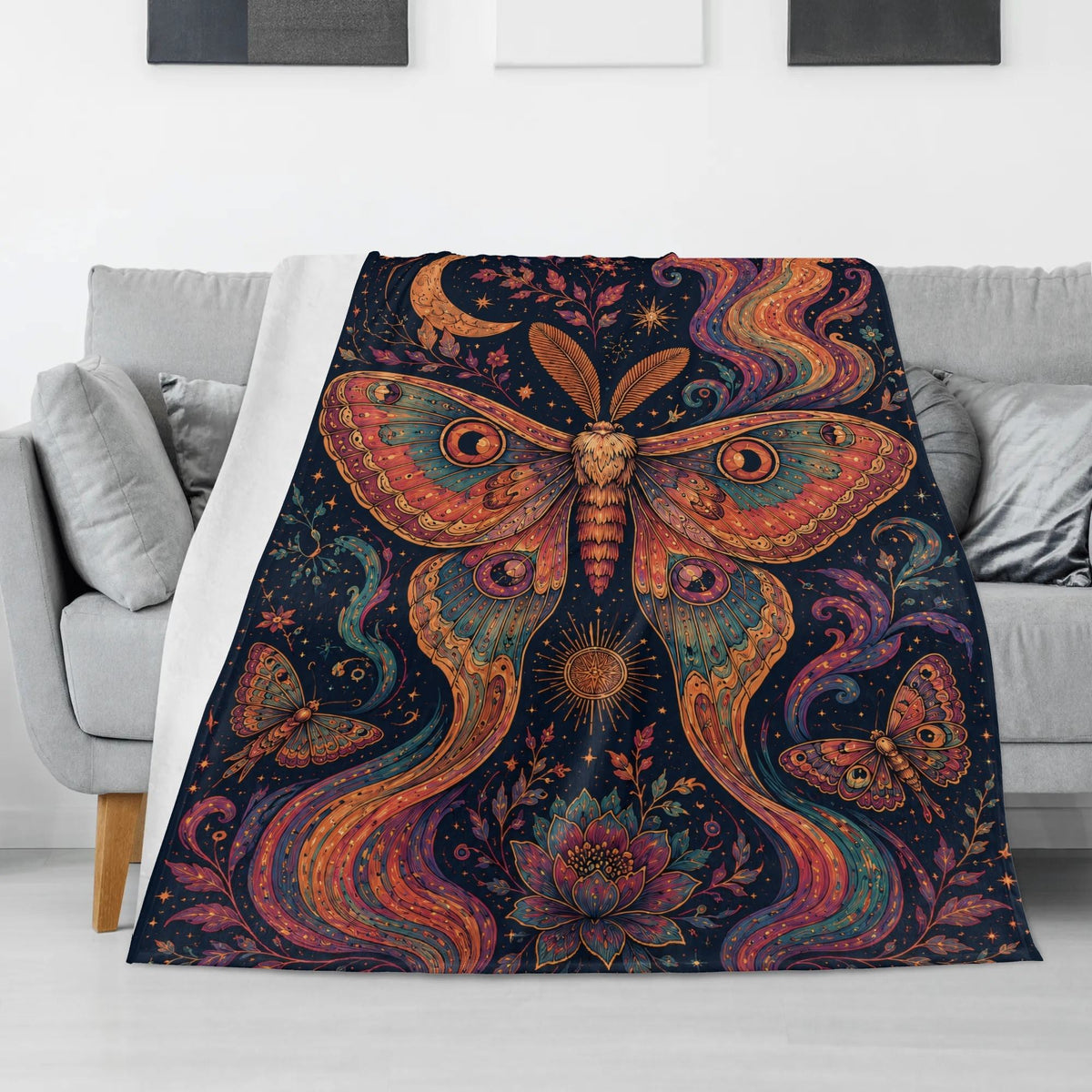 Bohemian Moth Print Blanket