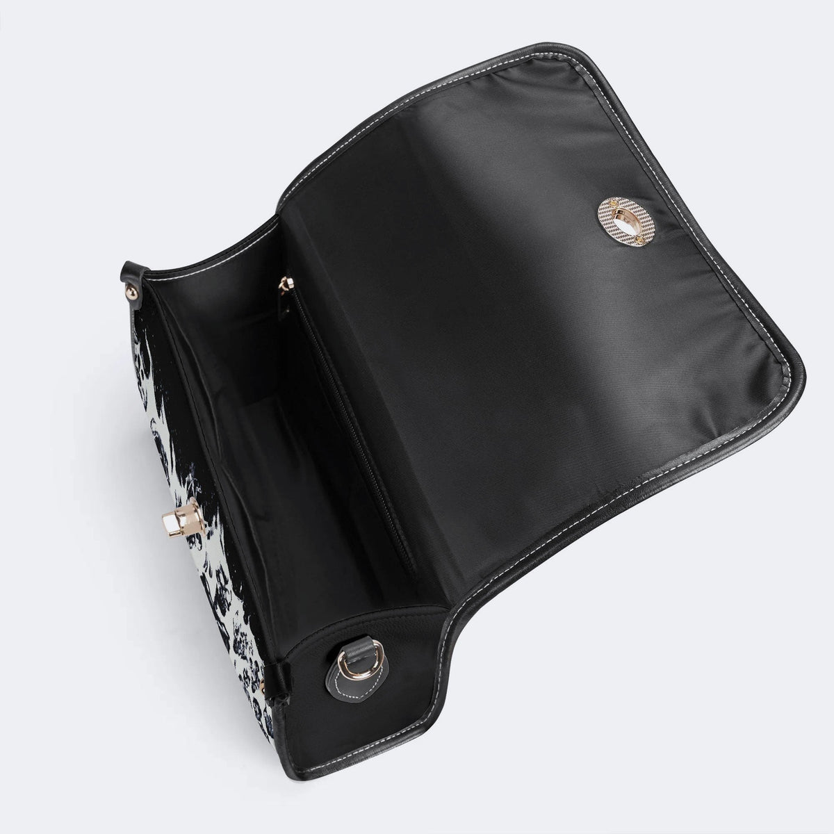 Horror Skull Print - Leather Satchel Bag