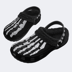 Skeleton Toes Skull Print - Fur Lined Slippers/Sandals