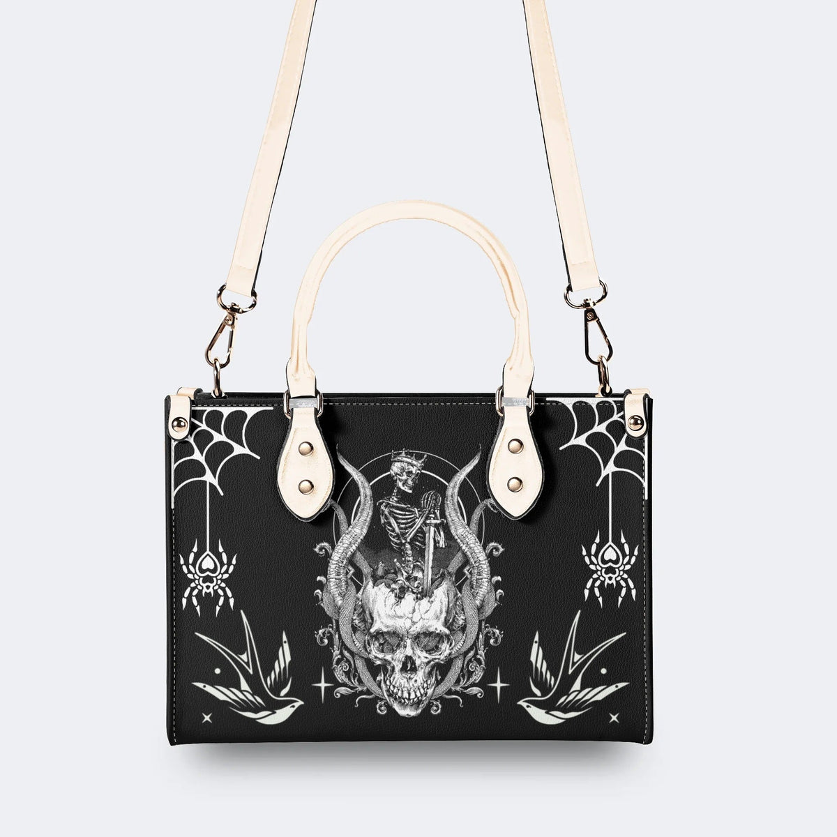 Horror Skull Print - Leather Handbag