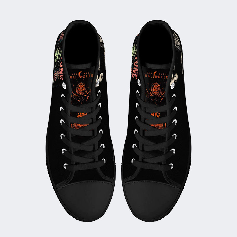 Unisex Halloween Skull Print - High Top Canvas
