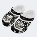 Death Moth Vintage Print - Fur Lined Slippers/Sandals