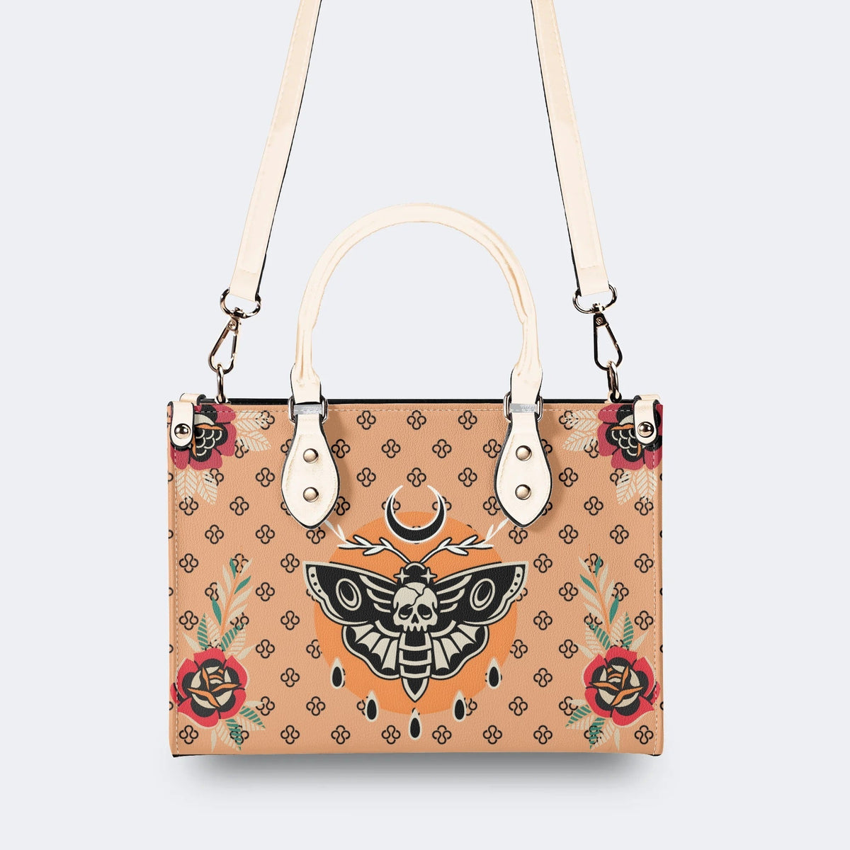 Vintage Death Moth Print - Leather Handbag