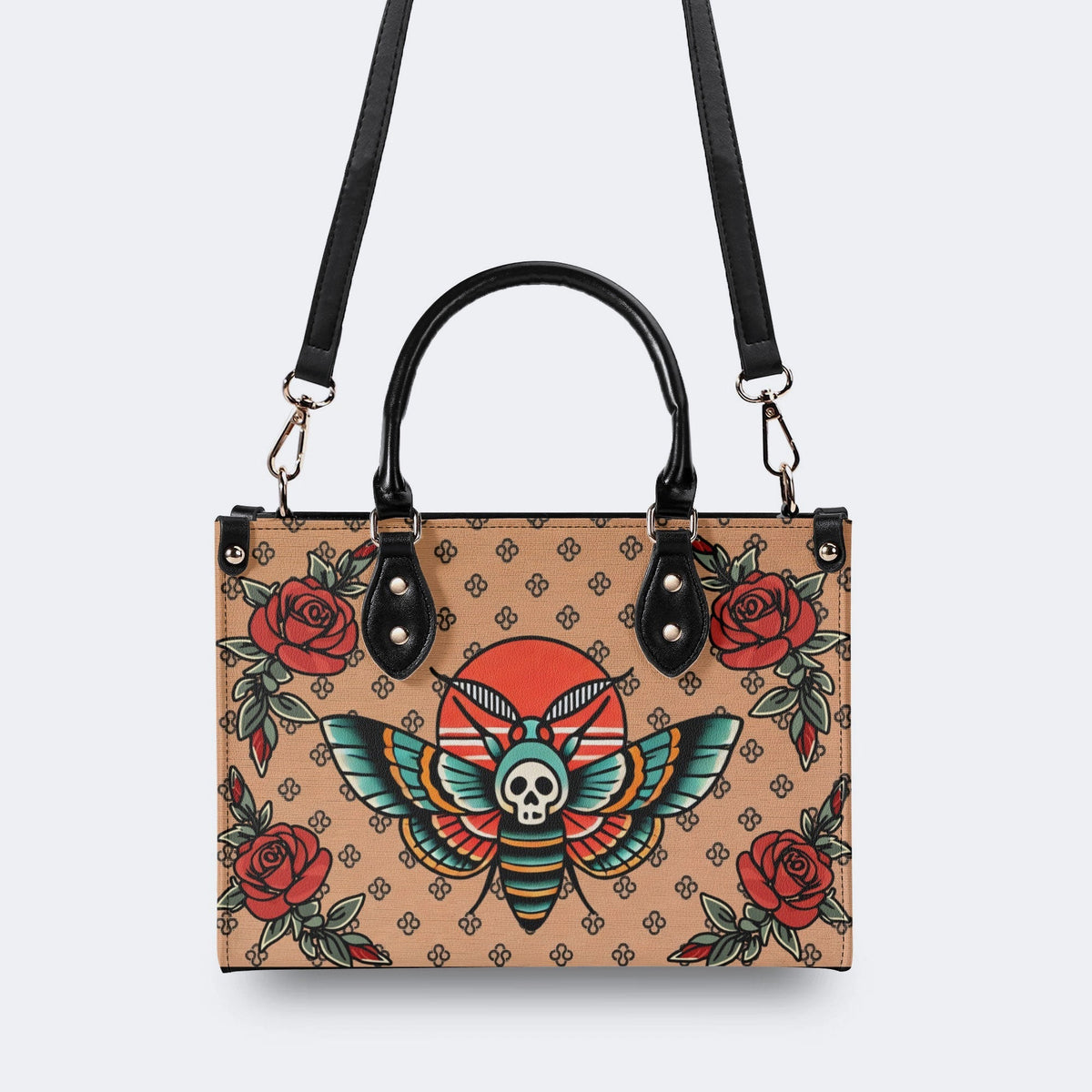 Vintage Rose Death Moth - Leather Handbag
