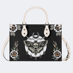 Death Moth Vintage Print - Leather Handbag