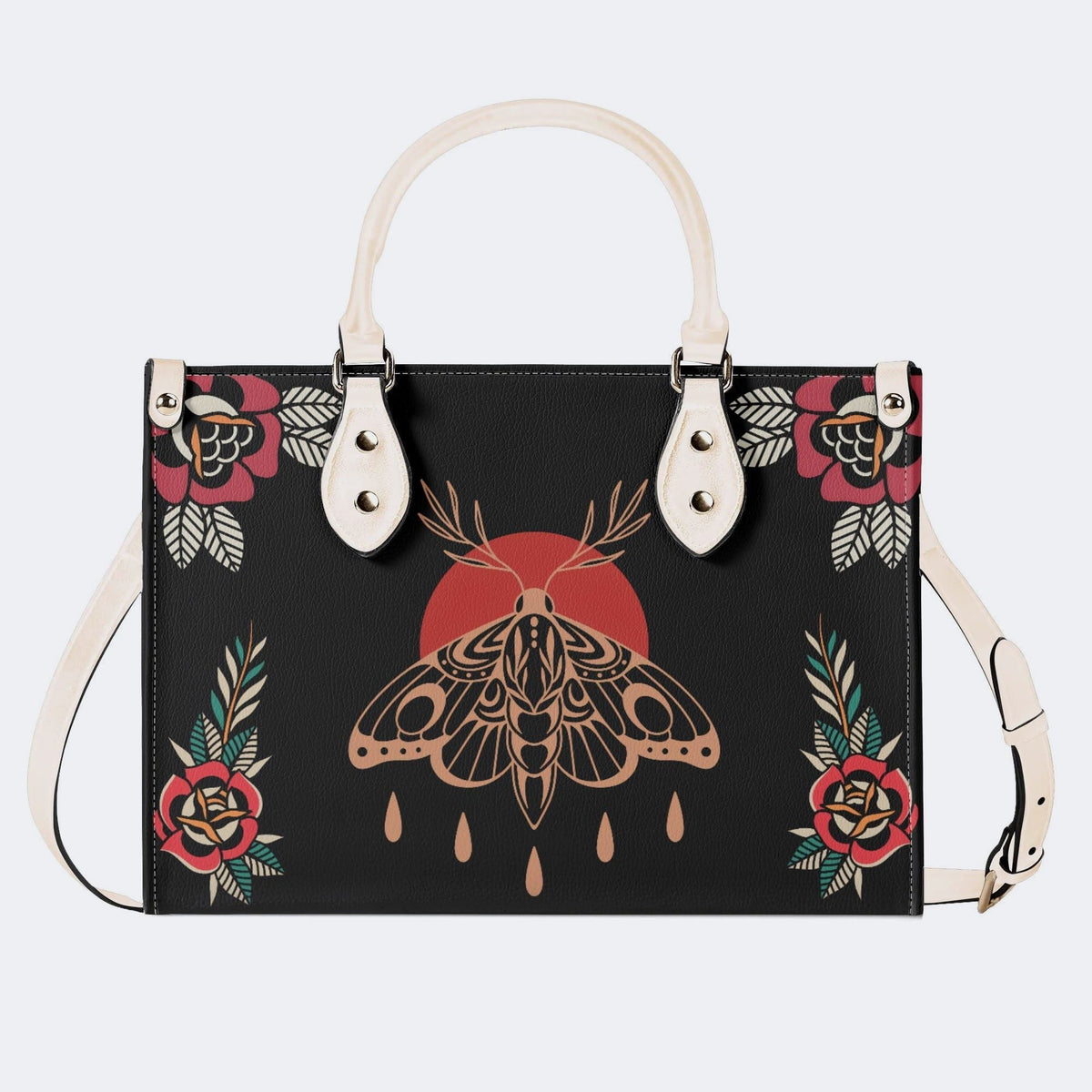 Vintage Death Moth Print - Leather Handbag