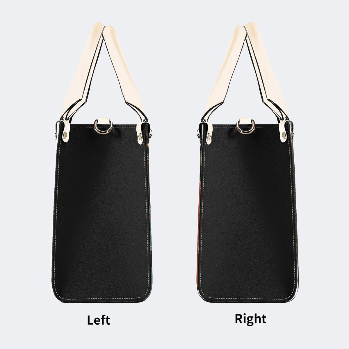 Artistic Graffiti Cats Print - Leather Handbag