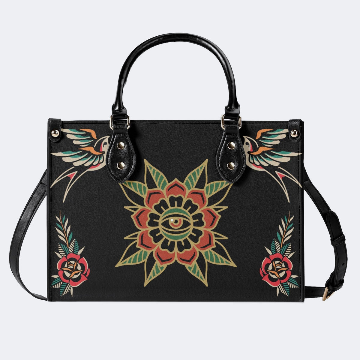 Eyes&Flower Art Print - Leather Handbag