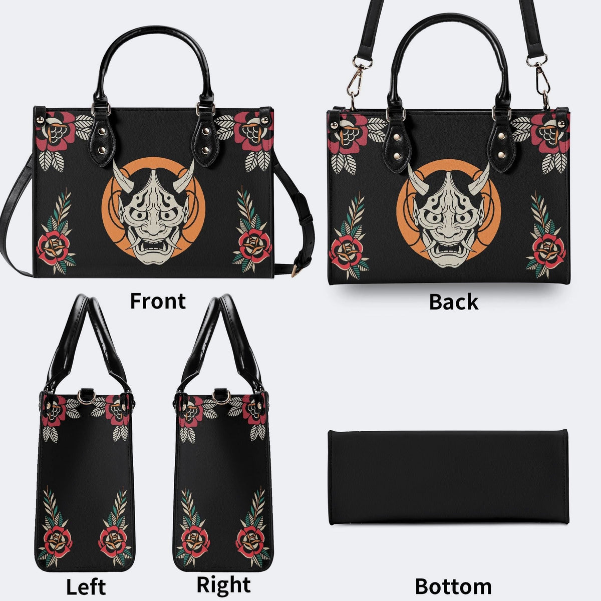 Horror Demon Print - Leather Handbag