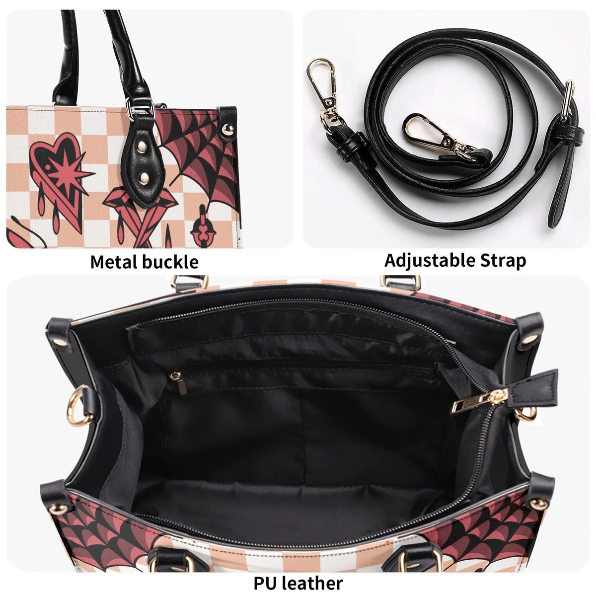 Gothic Tattoo Print - Leather Handbag