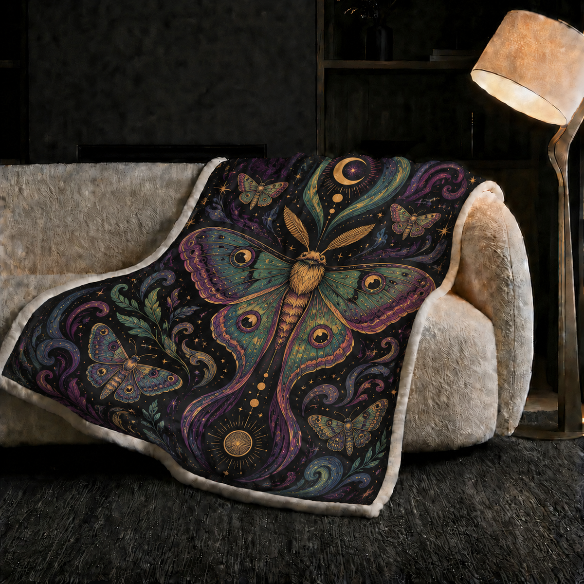 Mystical Moth Print Blanket