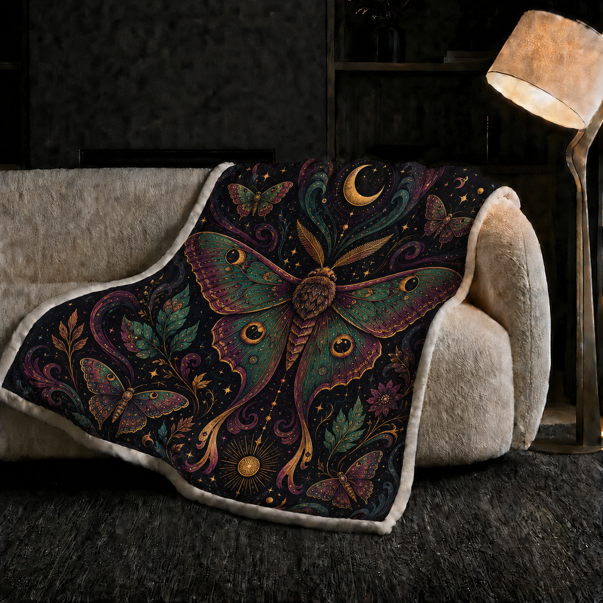 Mystical Moth Print Blanket
