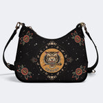 Vintage Tiger And Moth Print - Leather Crossbody Bag