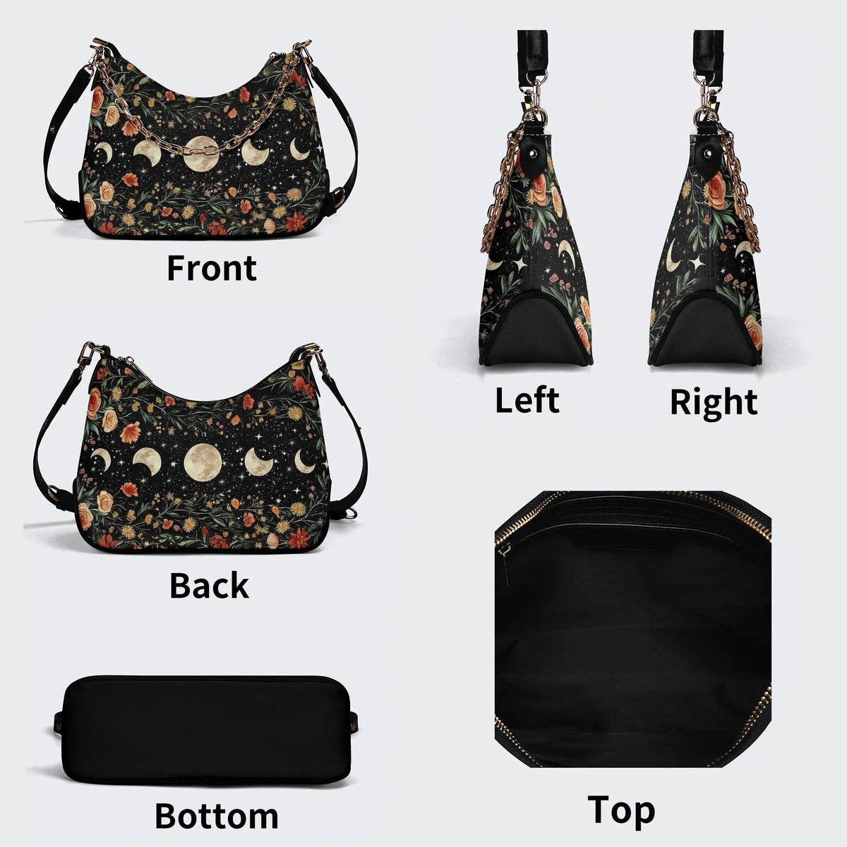 Starry Sky Over Flowers - Leather Crossbody Bag