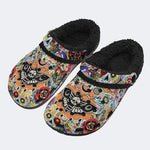 Unisex Death Moth Print - Fur Lined Slippers/Sandals