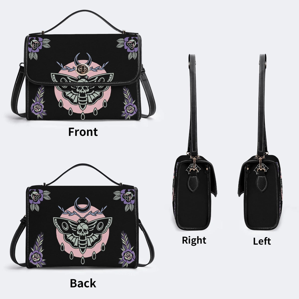 Death Moth Vintage Print - Leather Satchel Bag