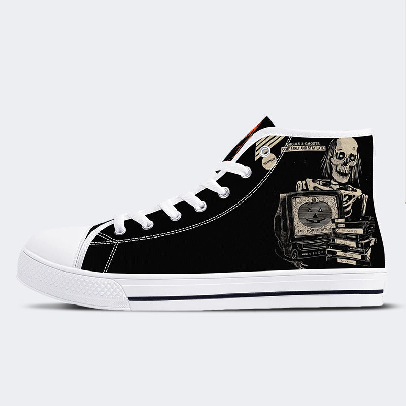 Unisex Halloween Skull Print - High Top Canvas
