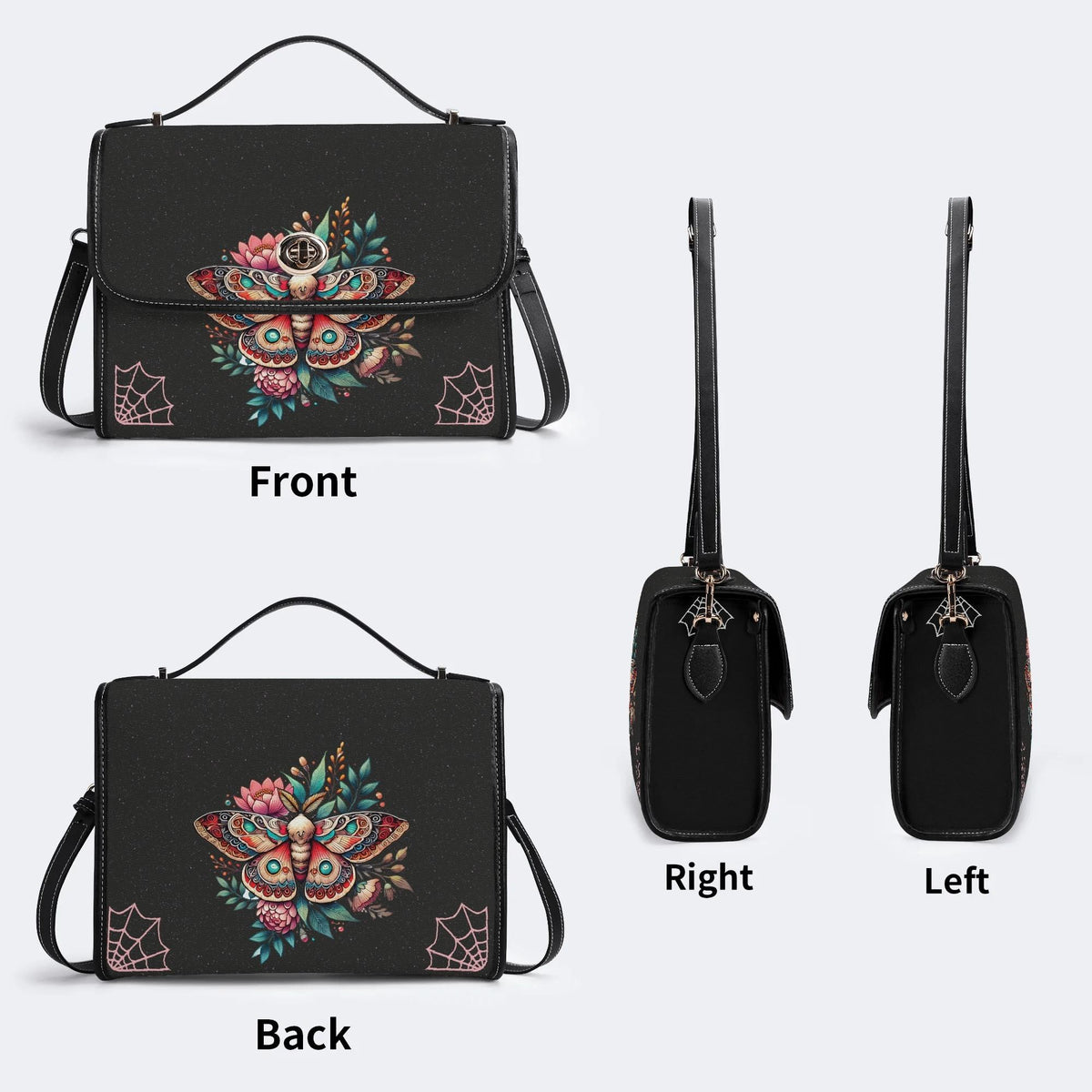 Vintage Death Moth Print - Leather Satchel Bag