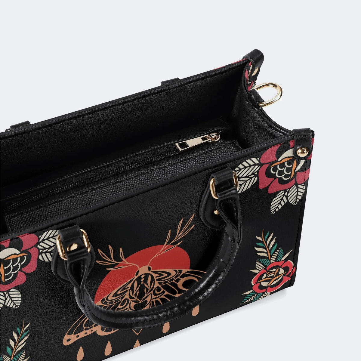 Vintage Death Moth Print - Leather Handbag
