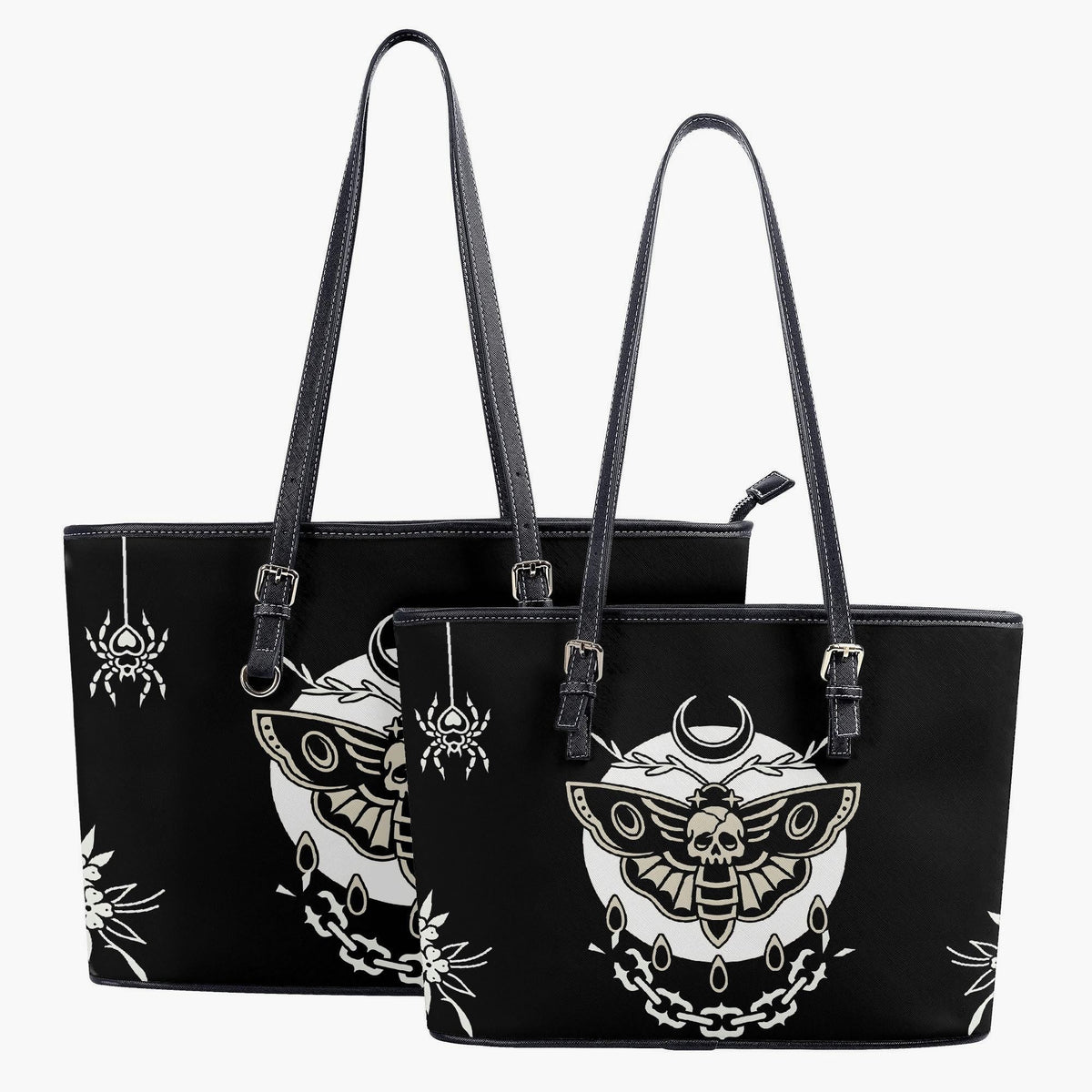 Death Moth Vintage Print - Leather Shoulder Bag