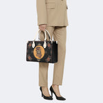 Tiger And Snake In The Moonlight- Leather Handbag