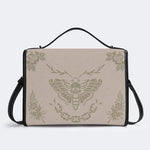 Classic Beige Death Moth Vintage Print - Leather Satchel Bag
