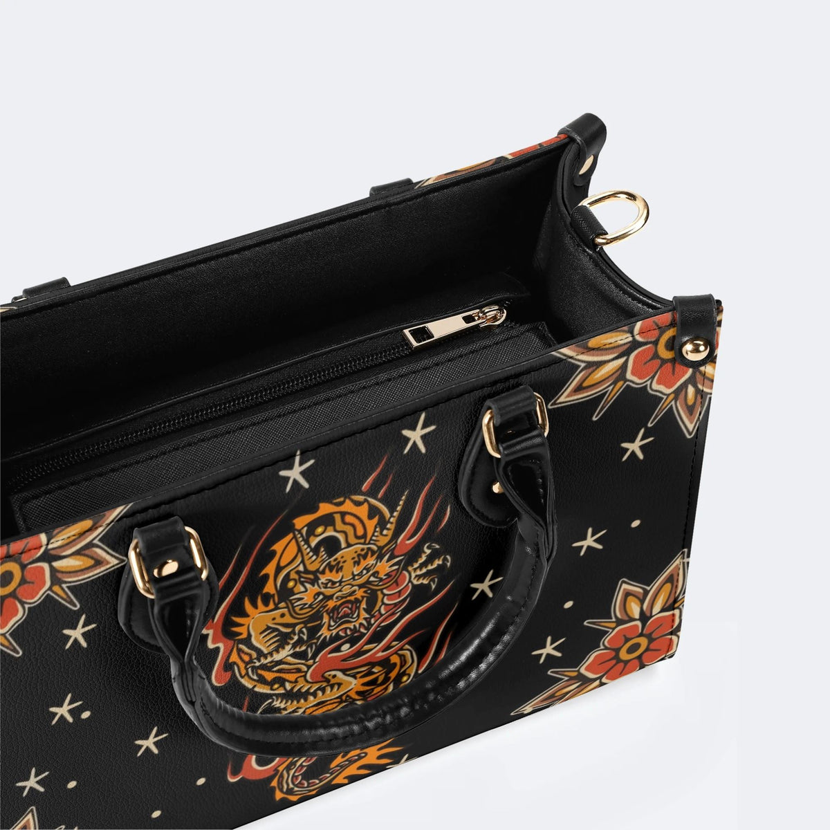 Traditional Dragon Print - Leather Handbag