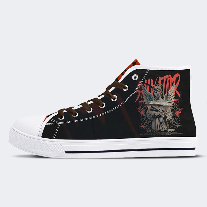 Figure&Wing&Letter Print - High Top Canvas