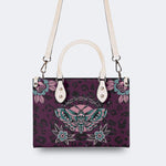 Death Moth Vintage Print - Leather Handbag