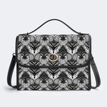 Retro Gothic Black Stripe Lace - Leather Satchel Bag