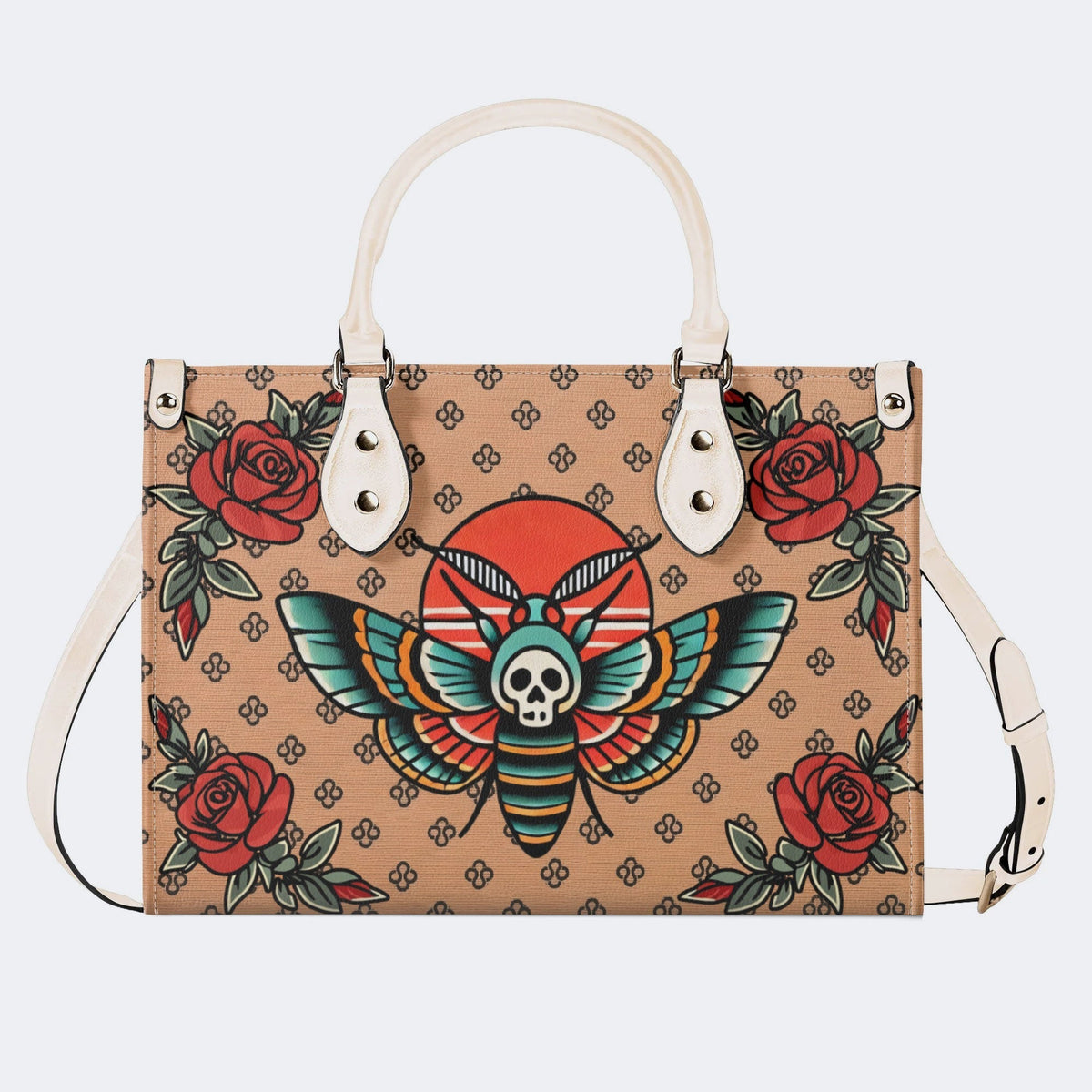Vintage Rose Death Moth - Leather Handbag