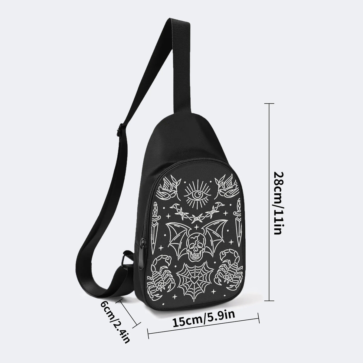 Bats&Skulls&Scorpions Print - Chest Bag