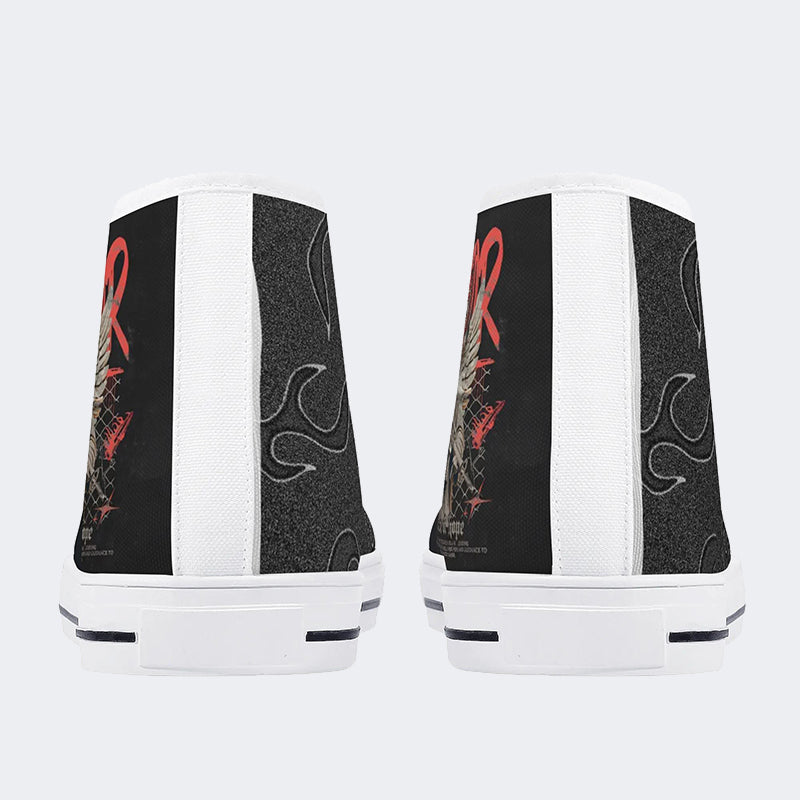Figure&Wing&Letter Print - High Top Canvas