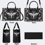 Death Moth & Mushrooms Print - Leather Handbag