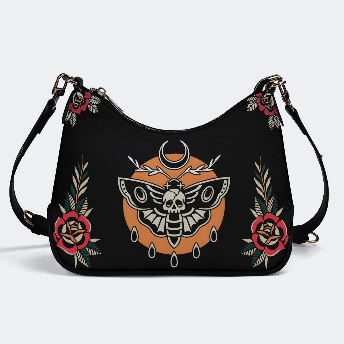 Death Moth Vintage Print - Leather Crossbody Bag