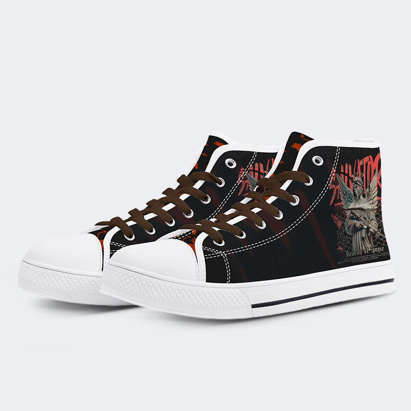 Figure&Wing&Letter Print - High Top Canvas