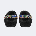 Unisex Death Moth Print - Fur Lined Slippers/Sandals
