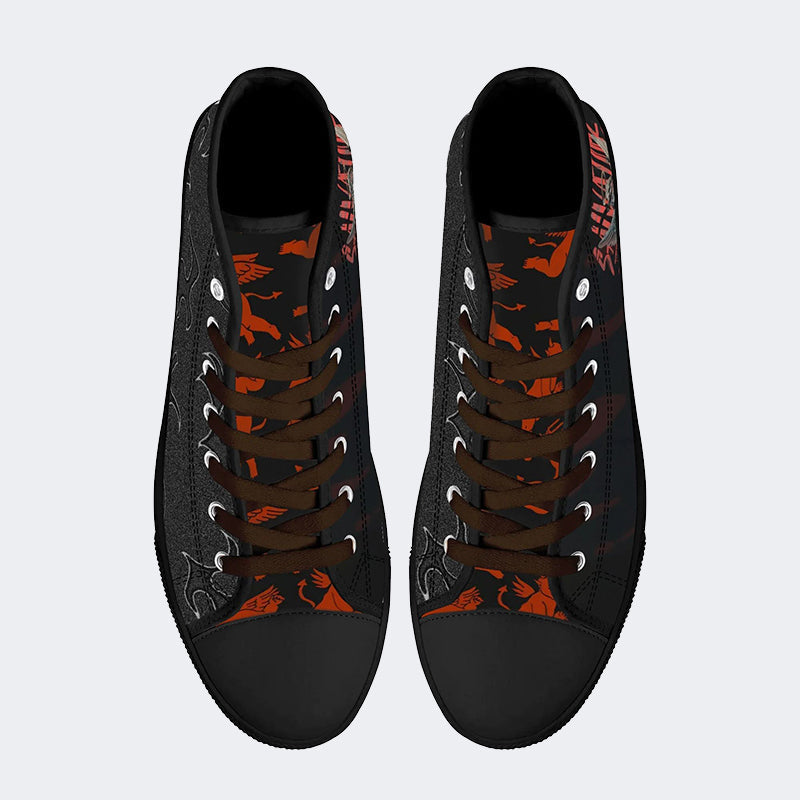 Figure&Wing&Letter Print - High Top Canvas