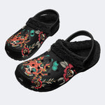 Skeleton Crab Print - Fur Lined Slippers/Sandals
